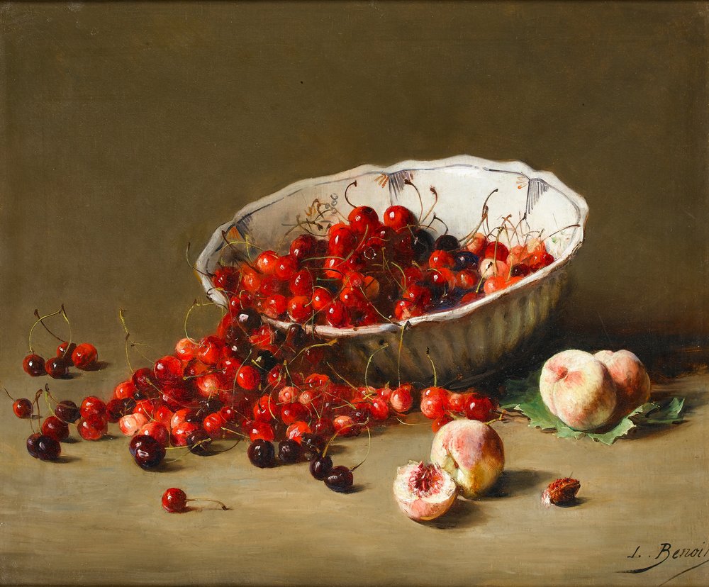 Eine Schale Kirschen, um 1900 von Leon Alfred Benoit