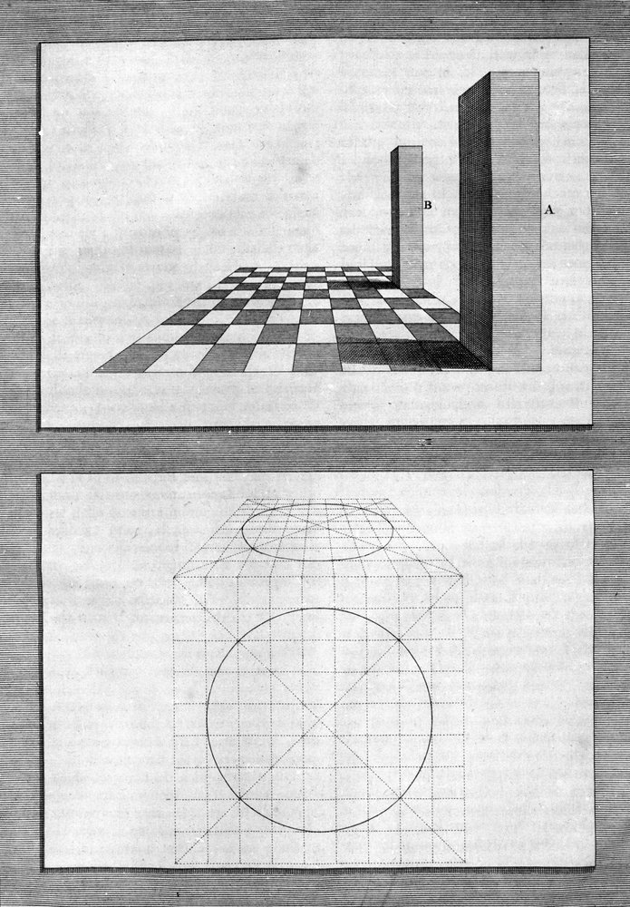 Abhandlungen über Architektur, Perspektive und Geometrie: Tafel aus „De Architectura Libri decem“ von Leon Battista Alberti (1404-1472), Architekt, Mathematiker, italienischer Dichter der Renaissance, London von Leon Battista Alberti