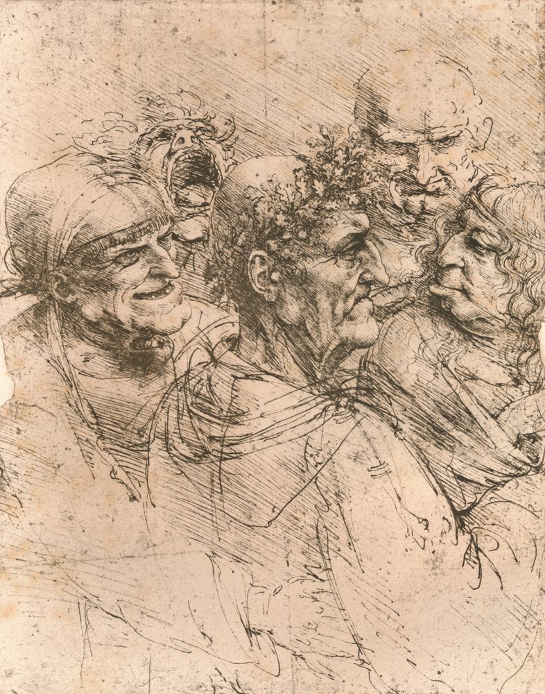 Zeichnung von Karikaturen, ca. 1472-1519, 1883 von Leonardo da Vinci
