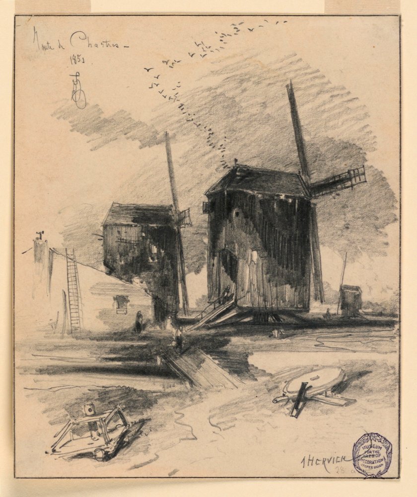 Windmühlen von Louis Adolphe Hervier