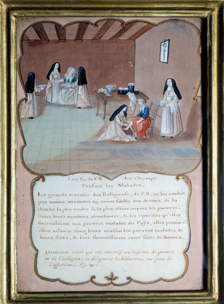 Jansenismus: Nonnen der Abtei Port-Royal-des-Champs pflegen die Kranken. Anonyme Gouache nach Louise Madeleine Cochin (1686-1767) Anfang des 18. Jahrhunderts. Port Royal, Musée Des Granges von Louise Madelaine (after) Cochin