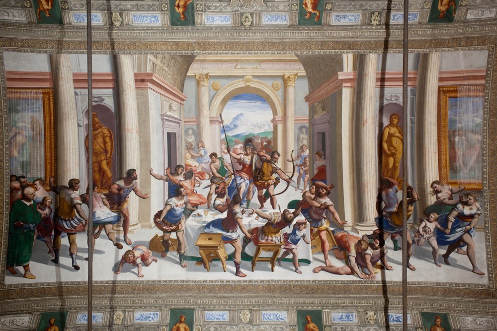 Die Geschichte von Odysseus (die Rückkehr), Decke des Salone Cambiaso von Luca Cambiaso