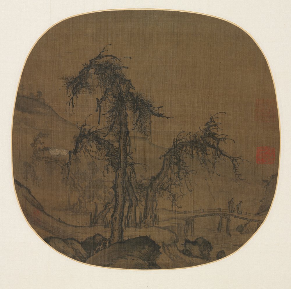 Wanderer über einem windenden Bach von Luo Zhichuan