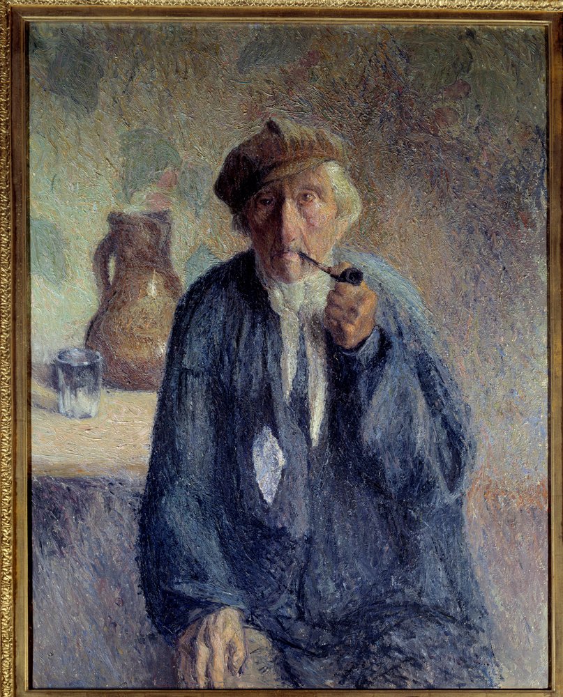 Porträt eines alten Bauern, der Pfeife raucht von Marcel Couchaux