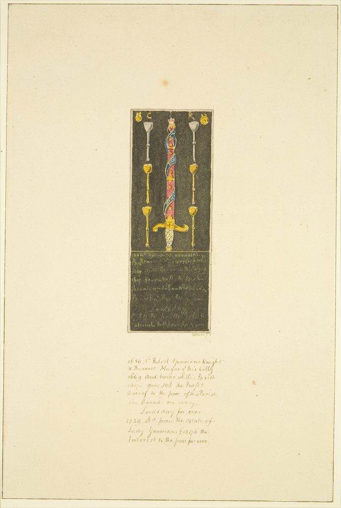 Tafel, die früher an der Nordwand von St. Mary Redcliffe angebracht war, zur Erinnerung an das Geschenk von Sir Robert Yeomans an die Gemeinde (Robert Yeamans) von Marcus H. Homes