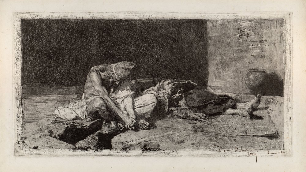 Araber wacht über den Körper eines Freundes von Marià Fortuny Marsal
