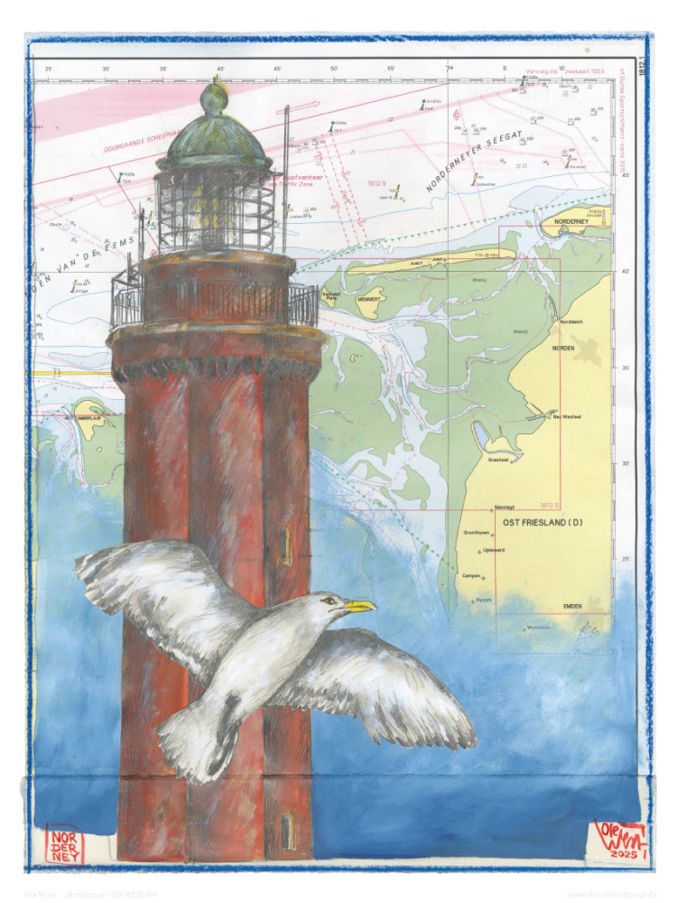 Leuchtturm "NORDERNEY" - Kunstdruck von Ole West von Ole West