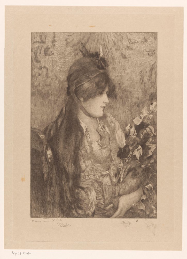 Frau mit Blumenstrauß von Philip Zilcken (signed by artist)