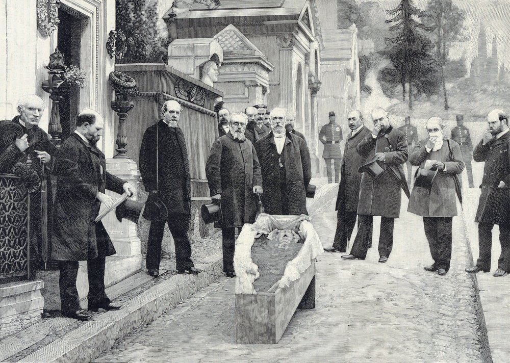 Exhumierung der sterblichen Überreste Rossinis auf dem Friedhof Père-Lachaise von Pierre Petit