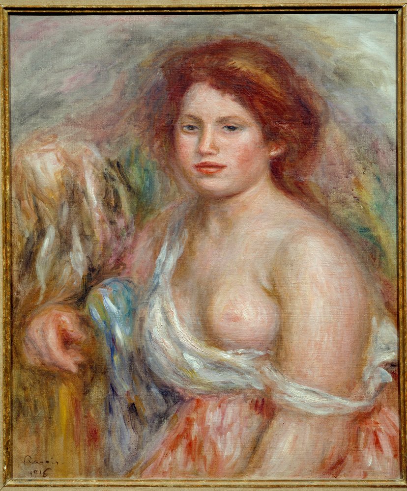 Porträt des Modells in Büste, Gemälde von Pierre Auguste Renoir von Pierre-Auguste Renoir