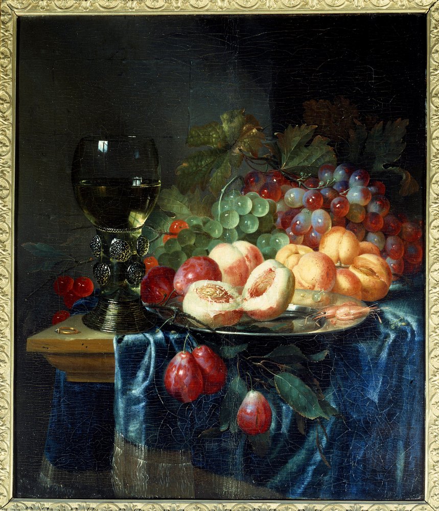 Früchte und Wein. (1615-1660). Holländische Schule. von Pieter de Ring