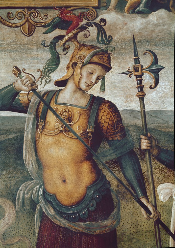 Leonidas I. von Sparta (540-480 v. Chr.), König der Lakedaimonier. Detail des Freskos „Stärke und Mäßigung mit sechs antiken Helden“ von Pietro Perugino