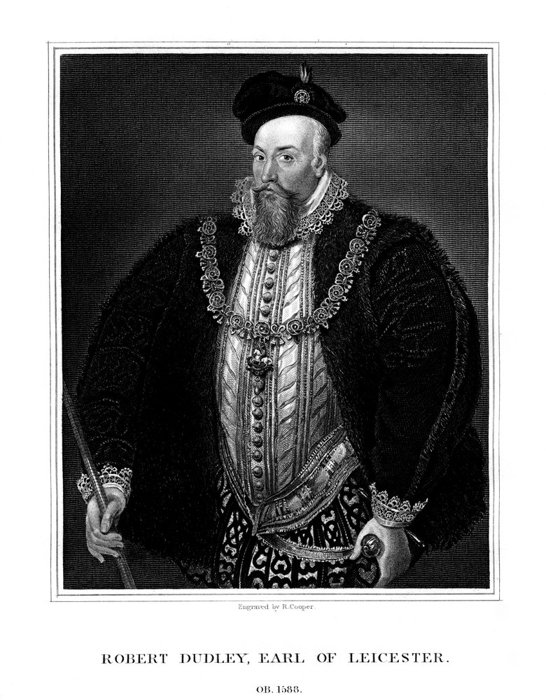 Robert Dudley, 1. Earl of Leicester, Günstling der englischen Königin Elisabeth I., 1823. von R. Cooper