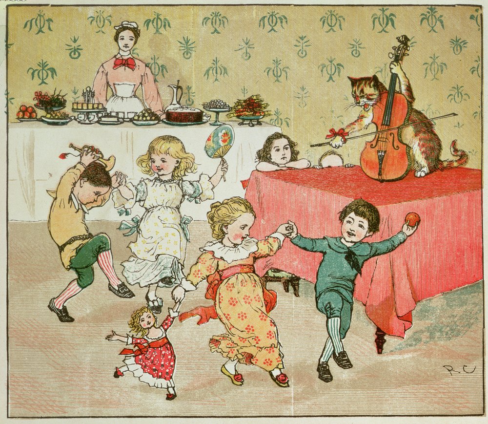 Die Katze und die Geige und die Kinderparty, Illustration aus Hey ...