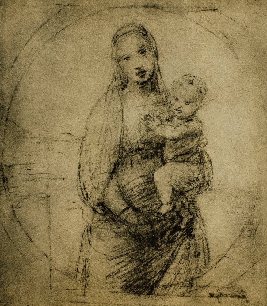 Studie für die Madonna des Großherzogs (Zeichnung von Raphael) von Raffaello Sanzio Raphael
