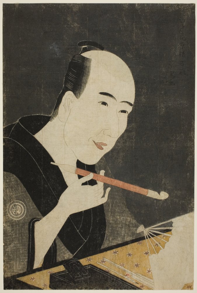 Porträt von Santo Kyoden, dem Meister von Kyobashi (Edo hana Kyobashi natori) von Chōkyōsai Eiri