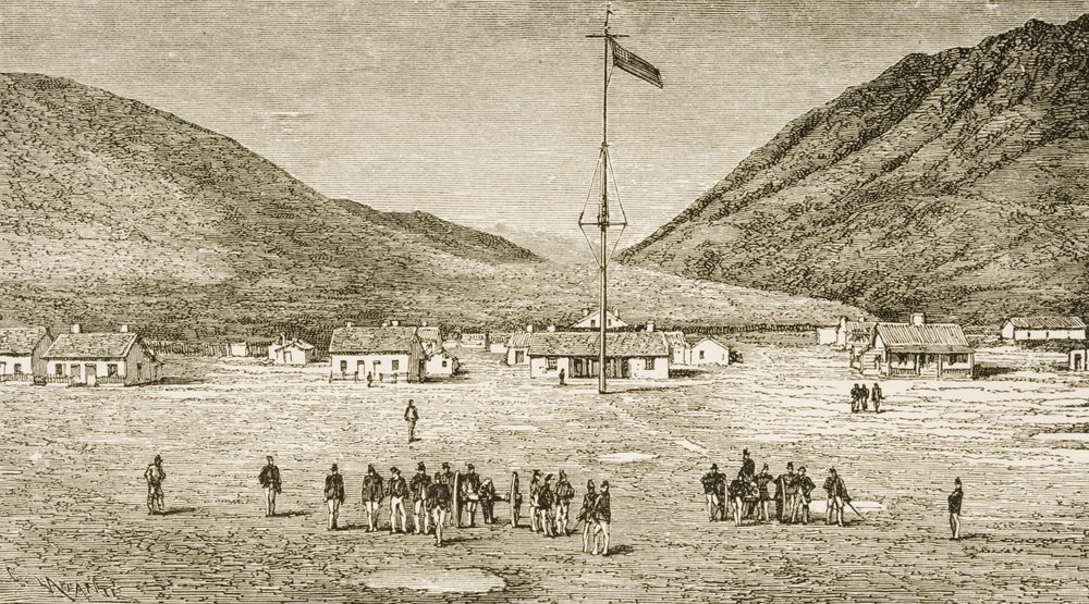Fort Douglas Camp und Red Buttes Ravine in der Nähe von Salt Lake City, Utah, 1870er Jahre, ca. 1880 von Reverend Samuel Manning