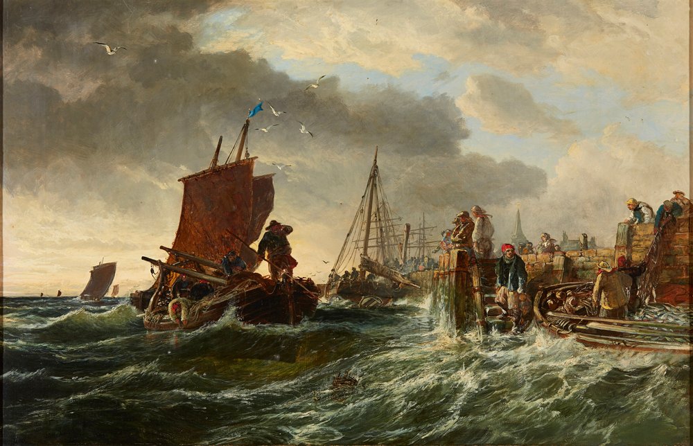 Aufziehender Sturm, Hafen von Newhaven von Samuel Bough