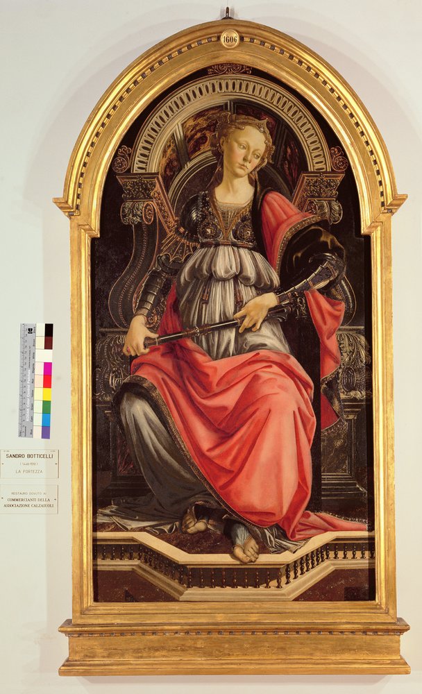 Tapferkeit (Tafel aus den Sechs Tugenden, in Auftrag gegeben für die Kammer der Kaufmannsgilde) 1470 von Sandro Botticelli