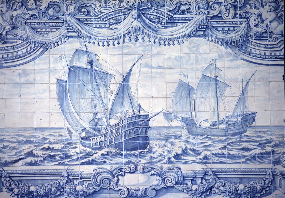 Karavellen im 15.-17. Jahrhundert, Azulejos, um Lissabon, Portugal von School Portuguese