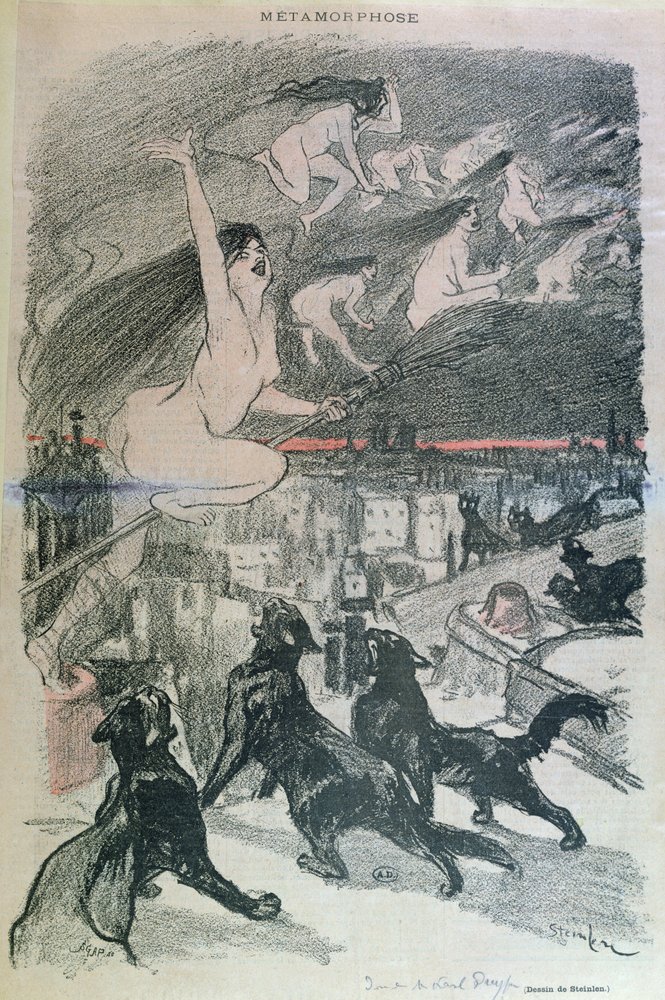 Metamorphose - schwarze Katzen verwandeln sich in Hexen, spätes 19. Jahrhundert von Théophile Alexandre Steinlen