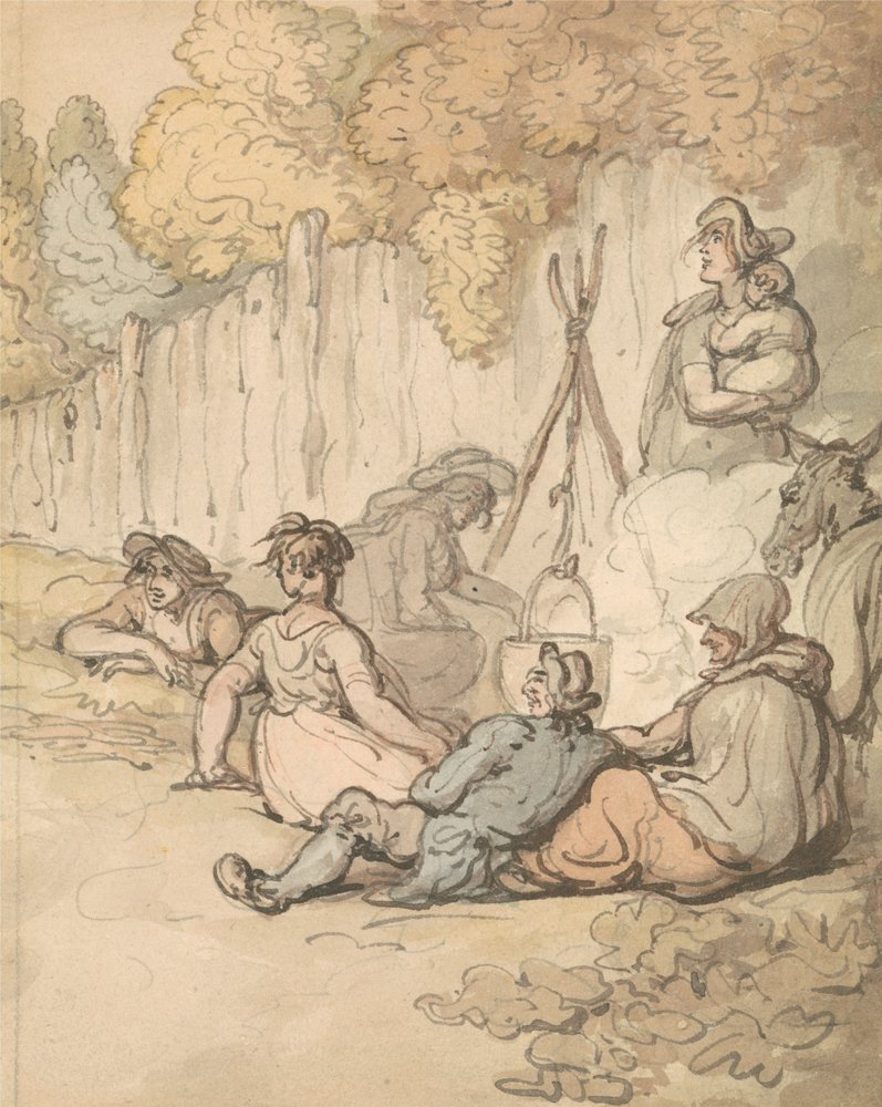 Zigeuner beim Kochen am offenen Feuer von Thomas Rowlandson