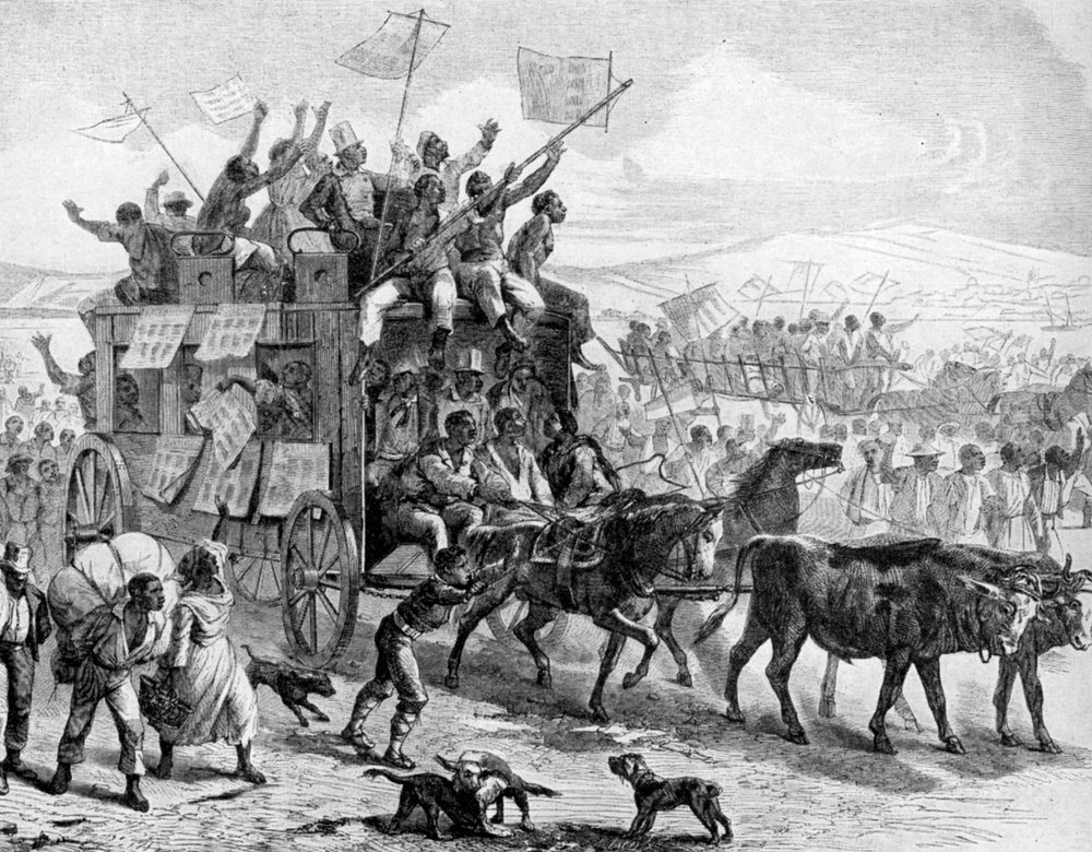 Ehemalige Sklaven paradieren mit Befreiungsmanifesten, Amerikanischer Bürgerkrieg, 1861-1865, 1951 von Unbekannt