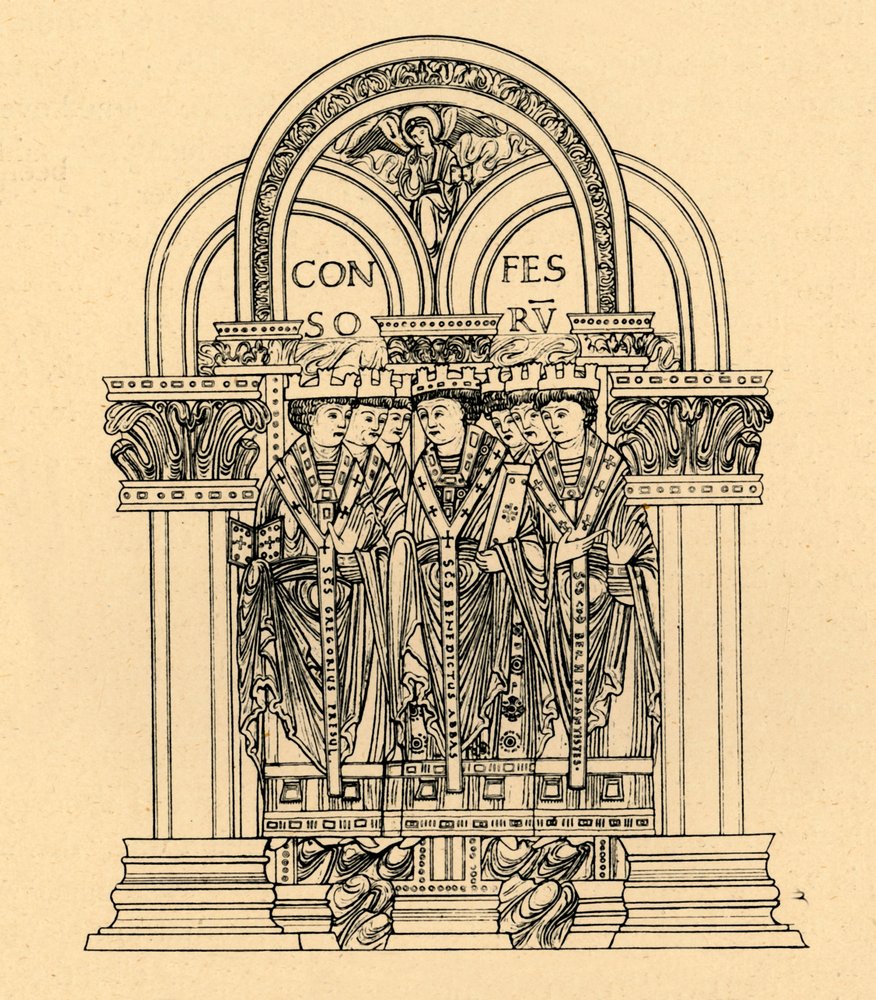 Gregor der Große, St. Benedikt und St. Cuthbert, 1908 von Unbekannt