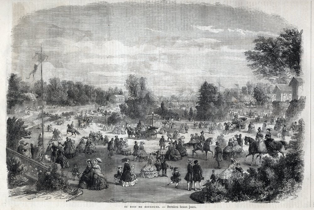 Schöne Tage im Bois de Boulogne in Paris. Gravur in „Das Illustrierte Universum“. von Unknown artist