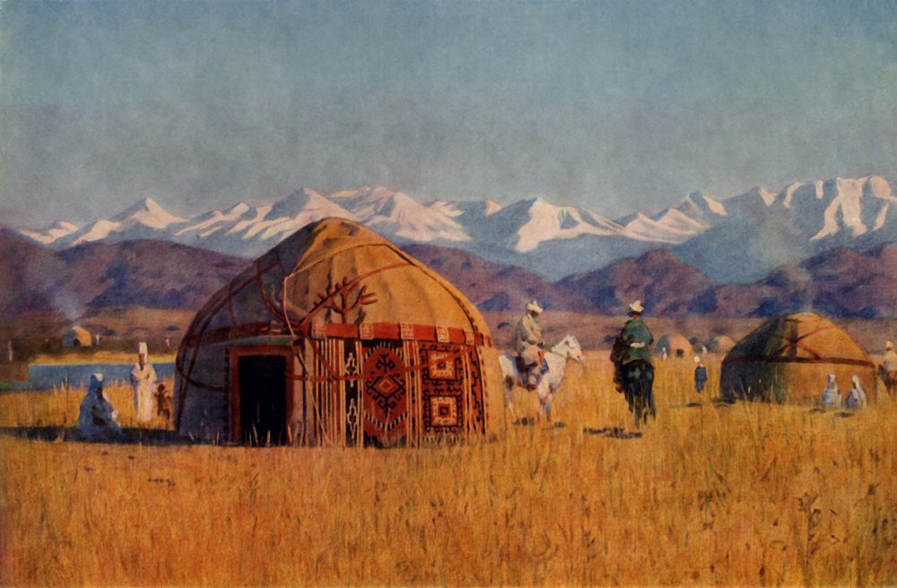 Kirgisische Jurte am Fluss Tschüi, 1869-1870, 1965. von Vasily Vereshchagin