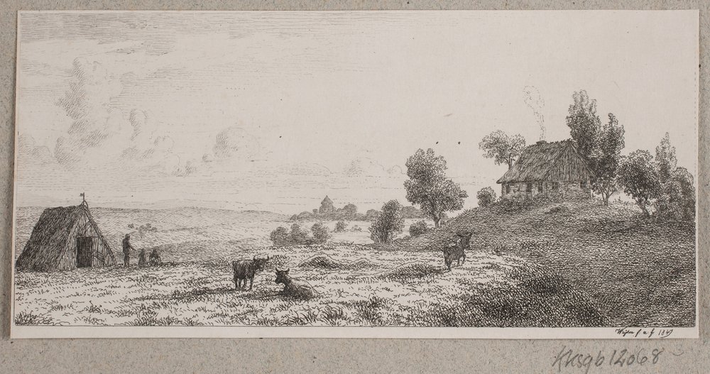 Landschaft mit einem Bauernhaus und einer Hütte von Vilhelm Kyhn