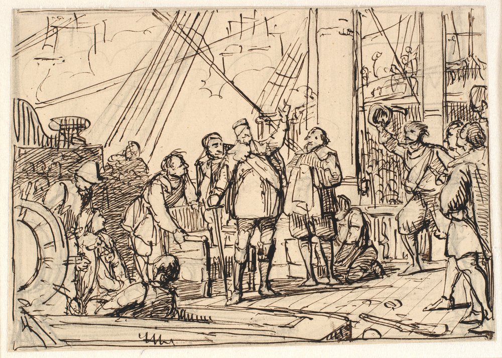 Entwurf für das Gemälde in der Kapelle von Chr. 4. in Roskilde "Chr. 4. auf der Dreifaltigkeit" von Wilhelm Marstrand