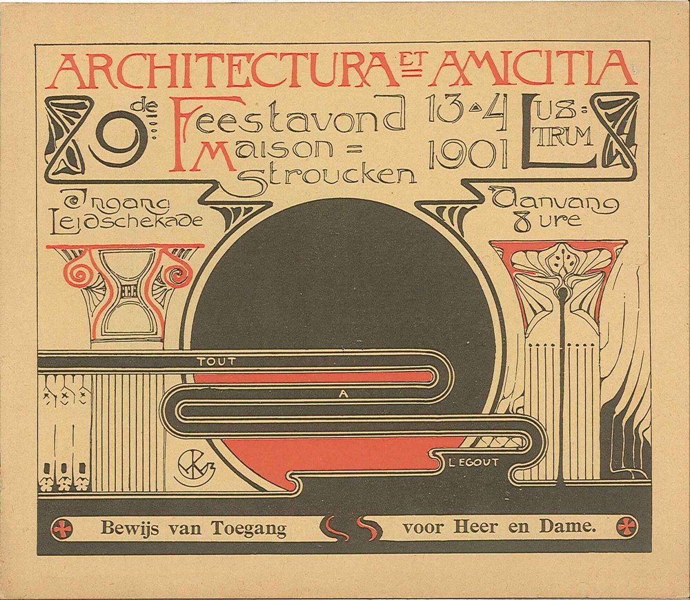 Eintrittsnachweis für den Festabend am 13. April 1901 anlässlich des 9. Lustrums von Architectura et Amicitia von Willem Kromhout