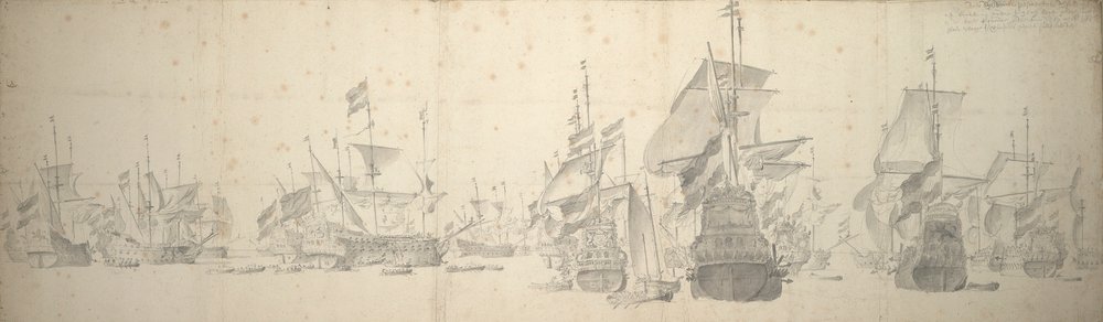 Kriegsrat in der niederländischen Flotte vor Terschelling, 7.-17. Oktober 1658 von Willem van de the Elder Velde