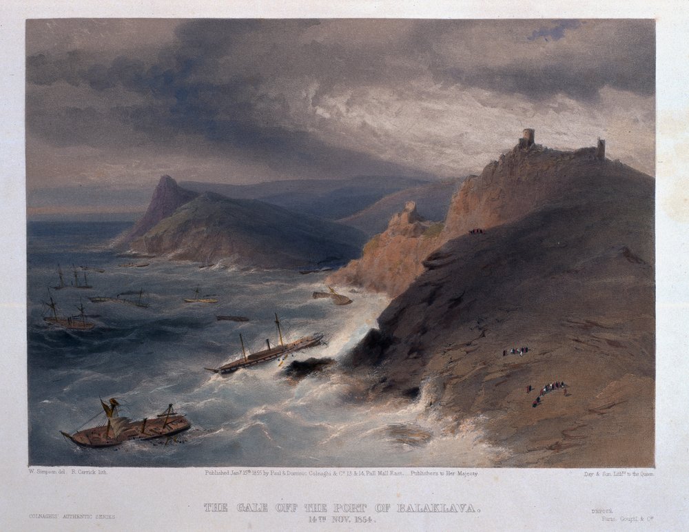 Der Sturm vor dem Hafen von Balaklava, 14. November 1854, graviert von R. Carrick, aus 