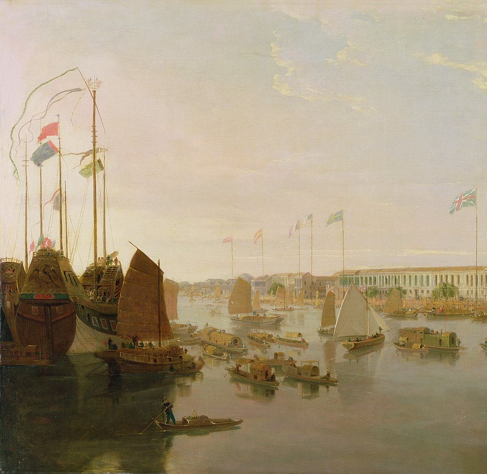 Die europäischen Fabriken, Kanton, 1806 (Detail) von William Daniell