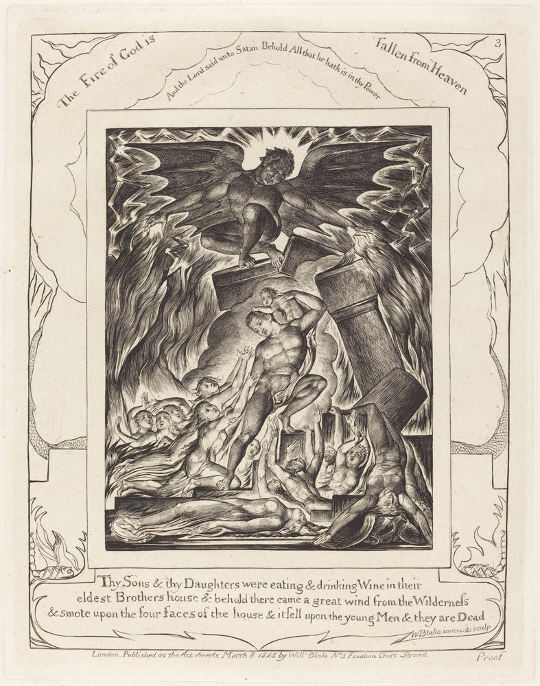 Die Zerstörung von Hiobs Söhnen von William Blake