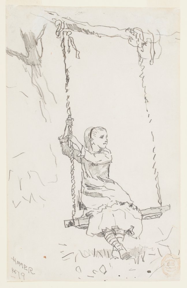 Mädchen auf einer Schaukel von Winslow Homer