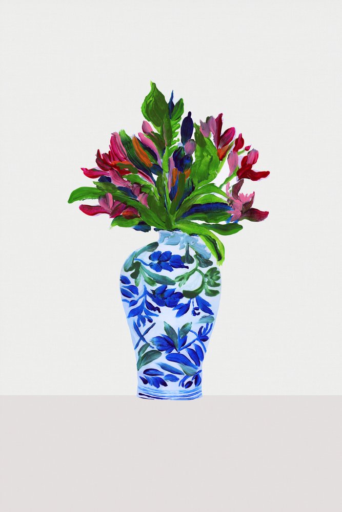 Bunte gemalte Blumen von cartissi: hochwertiger Kunstdruck