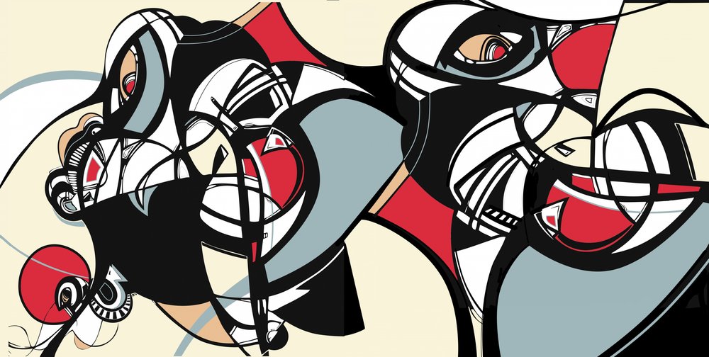 Abstrakte kubistische Gesichter von Alejandra Winkhaus