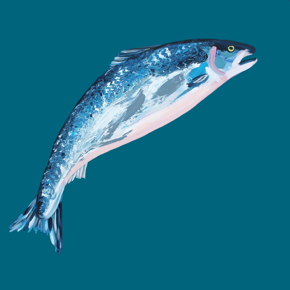 Springender blauer Lachs von Alice Straker