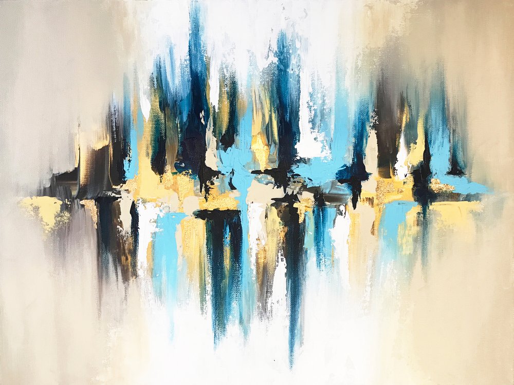 Abstrakte Blau-Gold-Reflexion von Alyson Storms