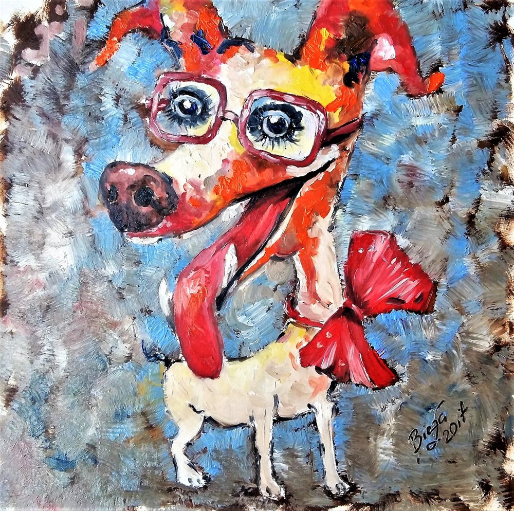 Lustiger Hund mit Brille von Anda Bieza
