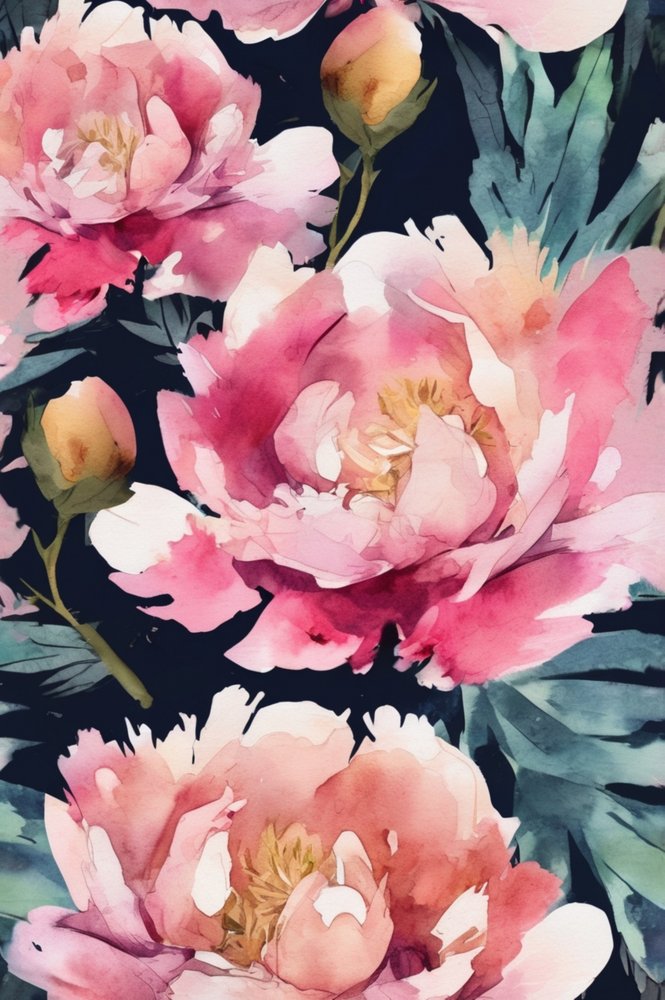 Rosa Pfingstrosen Aquarell von Anda Bieza