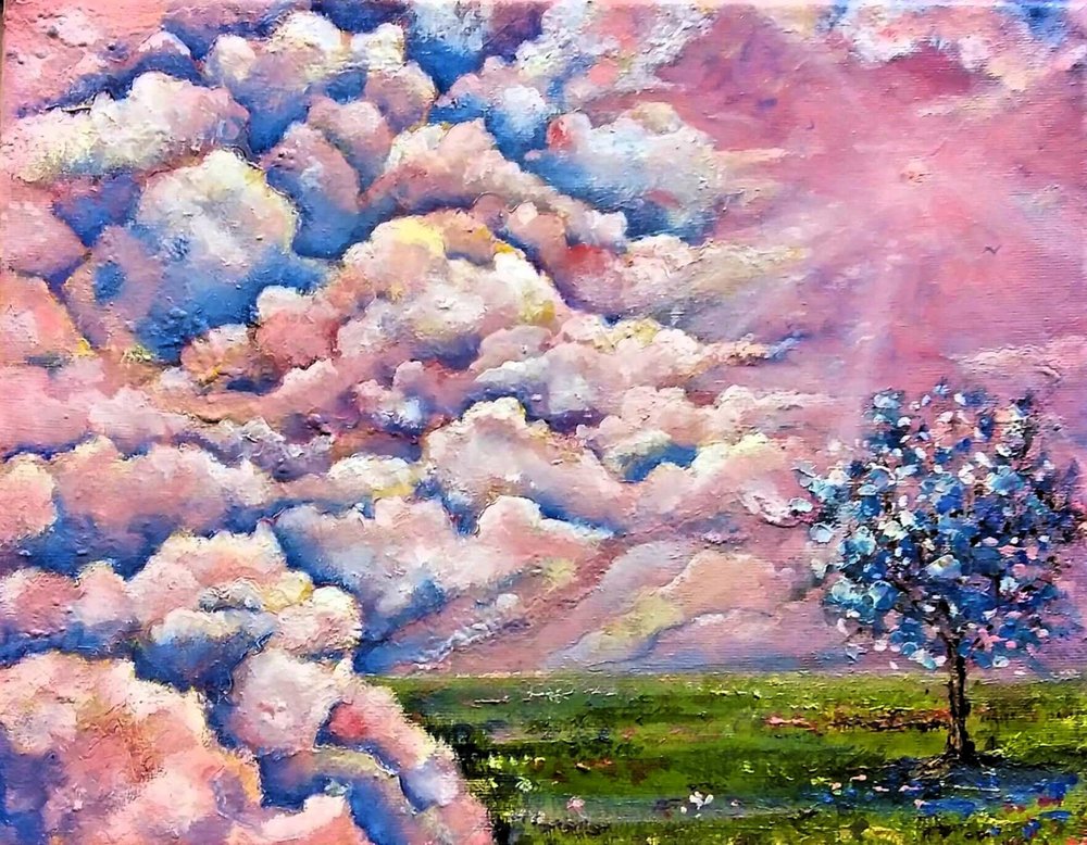 Rosa Himmel blauer Baum von Anda Bieza
