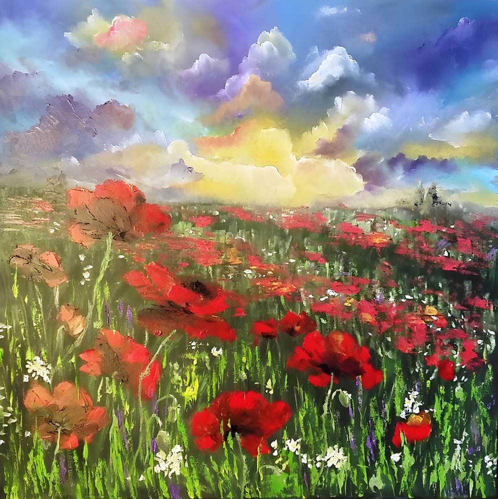 Sonnenuntergang Mohnfeld von Anda Bieza