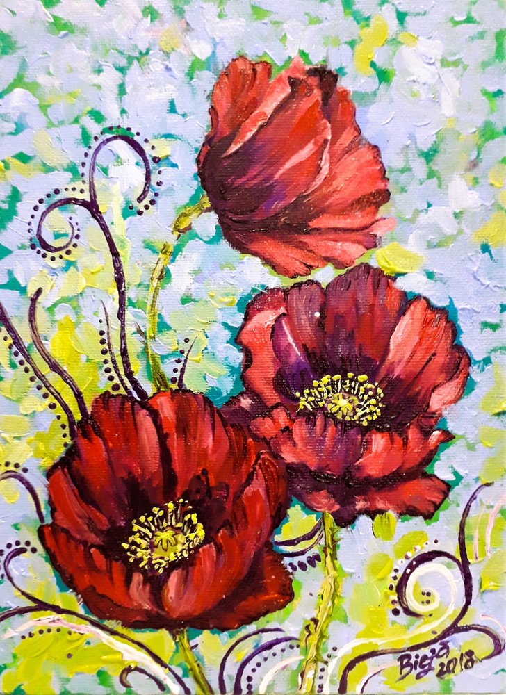 Lebendige Mohnblüten von Anda Bieza