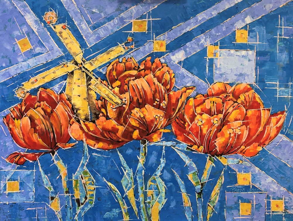 Lebendige Tulpen Windmühle von Anda Bieza