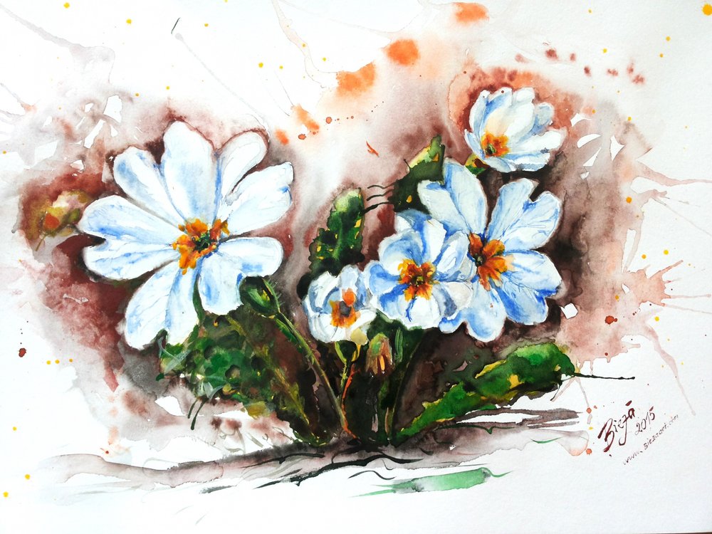 Lebendige Aquarell Blumen von Anda Bieza