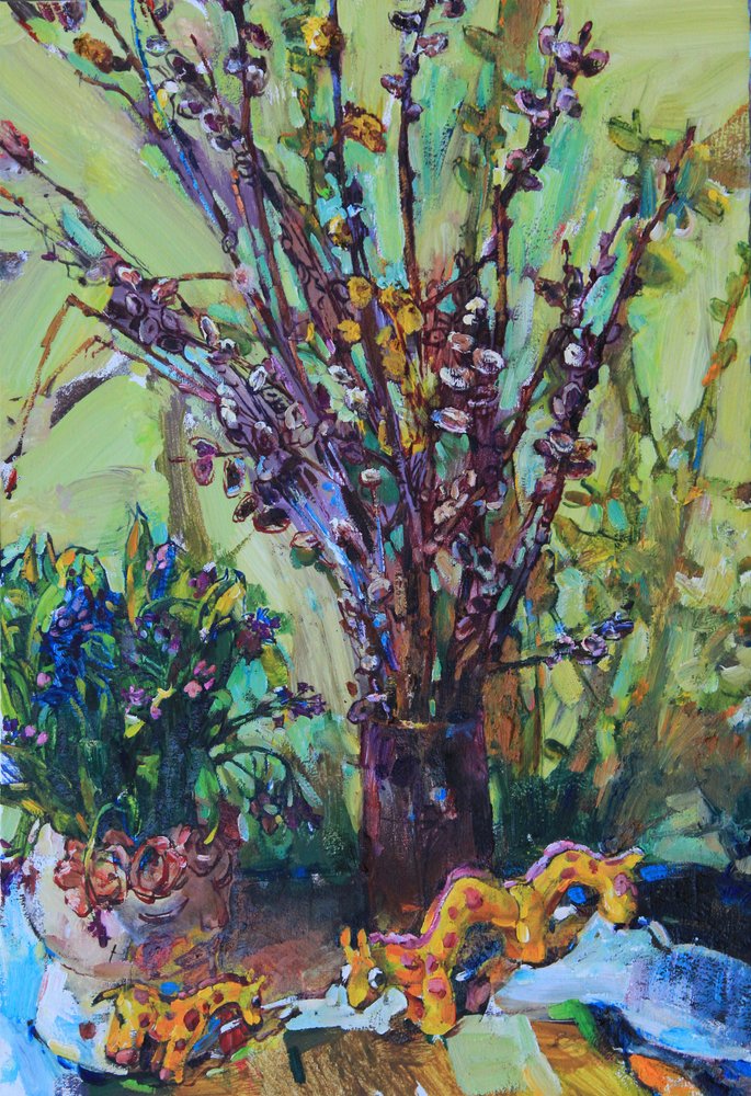 Frühlingsweiden und Giraffen von Andrii Kutsachenko